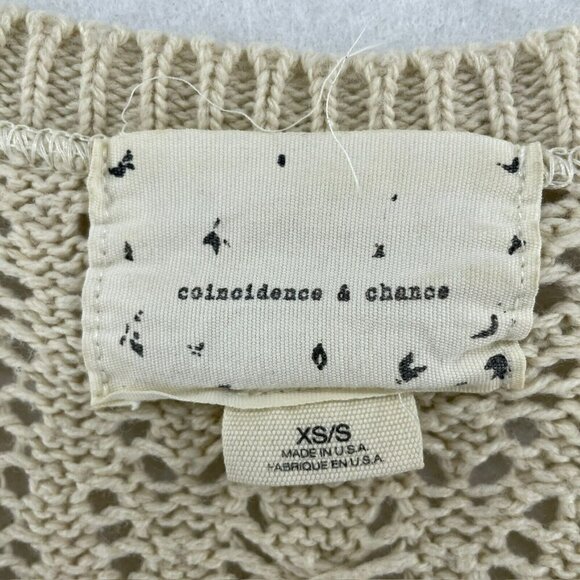 Coincidence & Chance Sweater Women's Sz XS/S Beige Knitted Round Neck Pullover - Picture 9 of 10